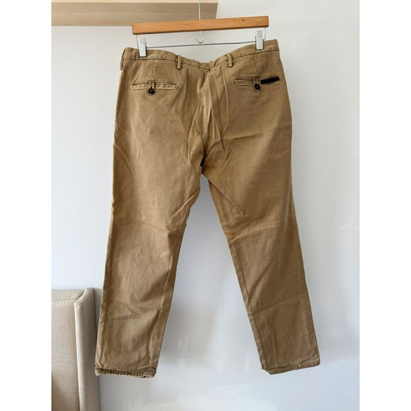 Prada Mens 34 (50) Brown Khaki Tight Fit Flat Front Canvas Straight Pants Chino - Picture 4 of 15